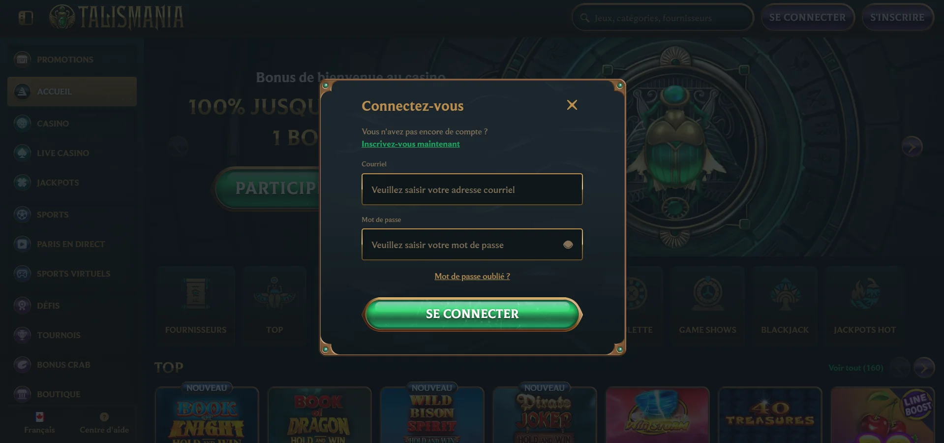 Talismania Casino : se connecter depuis un mobile